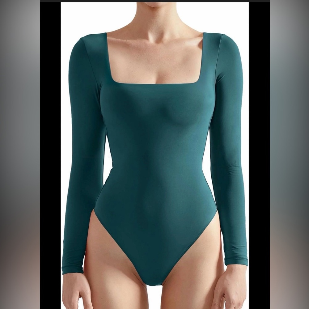 Babaton Deep Teal Square Neck Bodysuit